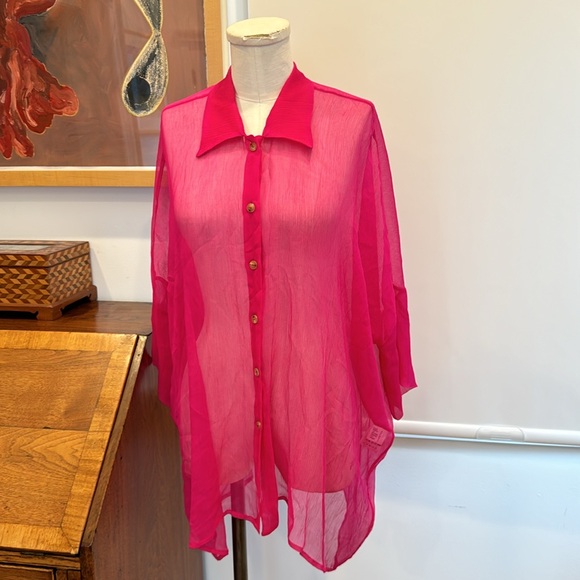 ALYSI chocolat Crepe Camicia - Fuchsia - Picture 4 of 8